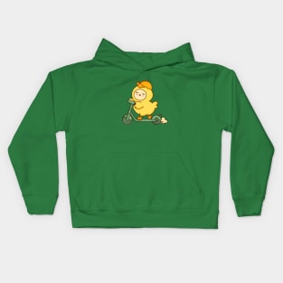 Chicken riding electric scooter Kids Hoodie